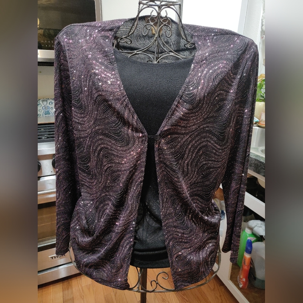 Notations Sequin Purple Black Top